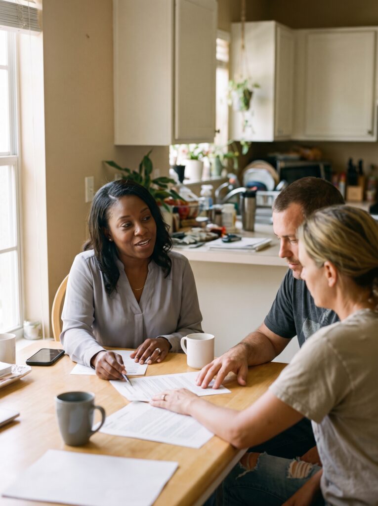 Public adjuster explaining claim documentation to a Florida homeowner