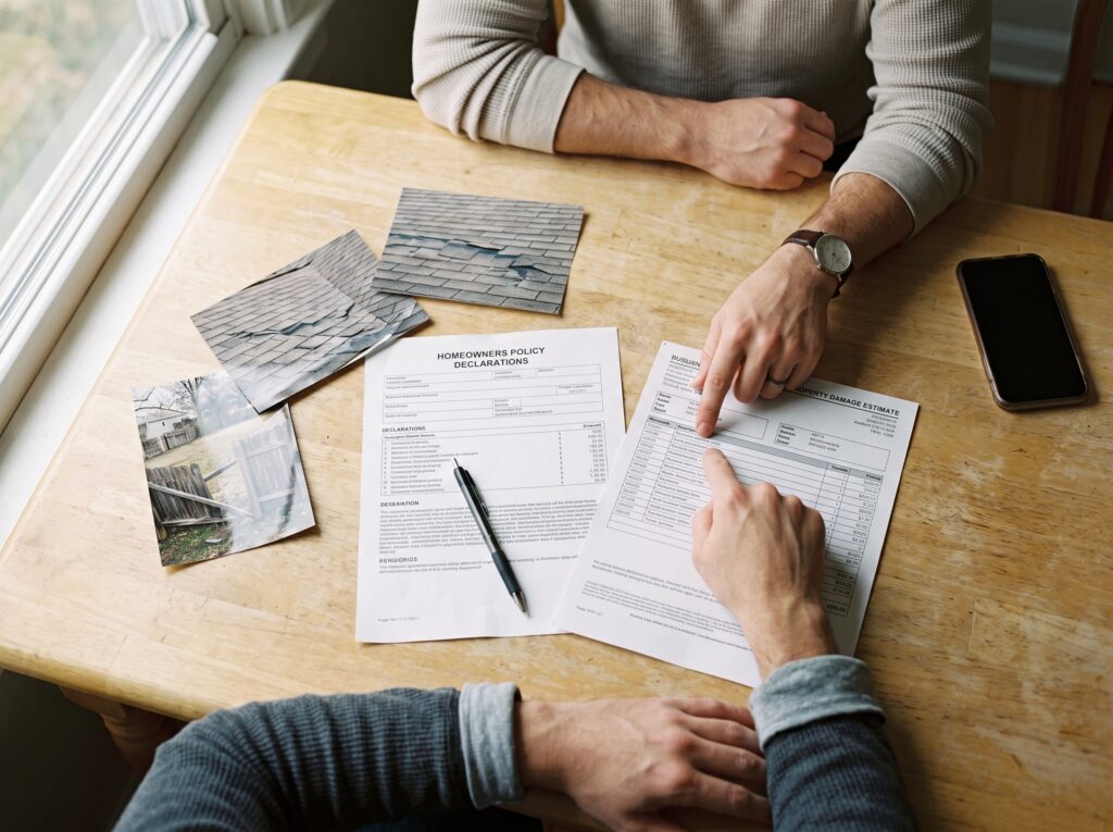 Public adjuster reviewing claim documentation with a Florida homeowner